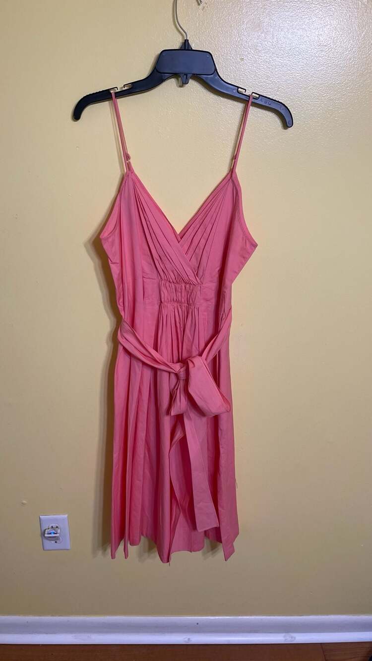 San Fran Strappy V-Neck Cotton Midi Dress in Bubblegum Pink
